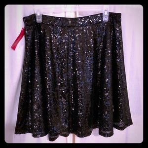 Black Sequin Flare Skirt - Size XL